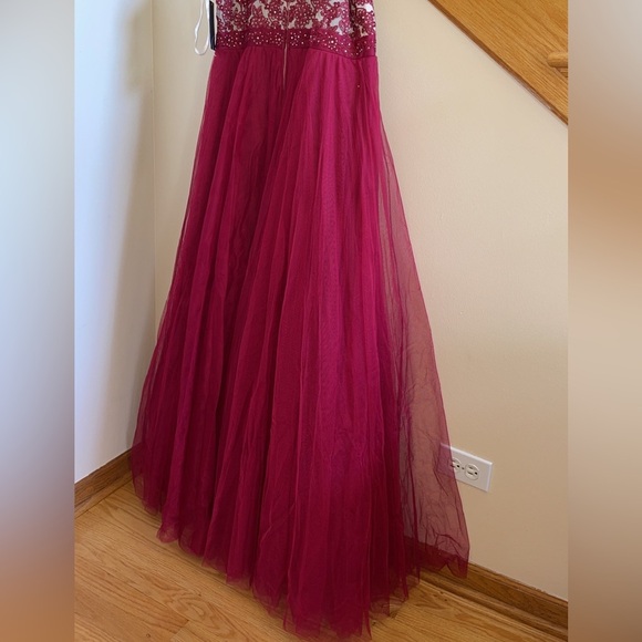 Women’s Formal Dress Plus Size 16W, 18W, 20W CITY STUDIO Sheer Red Fit & Flare - Picture 11 of 16